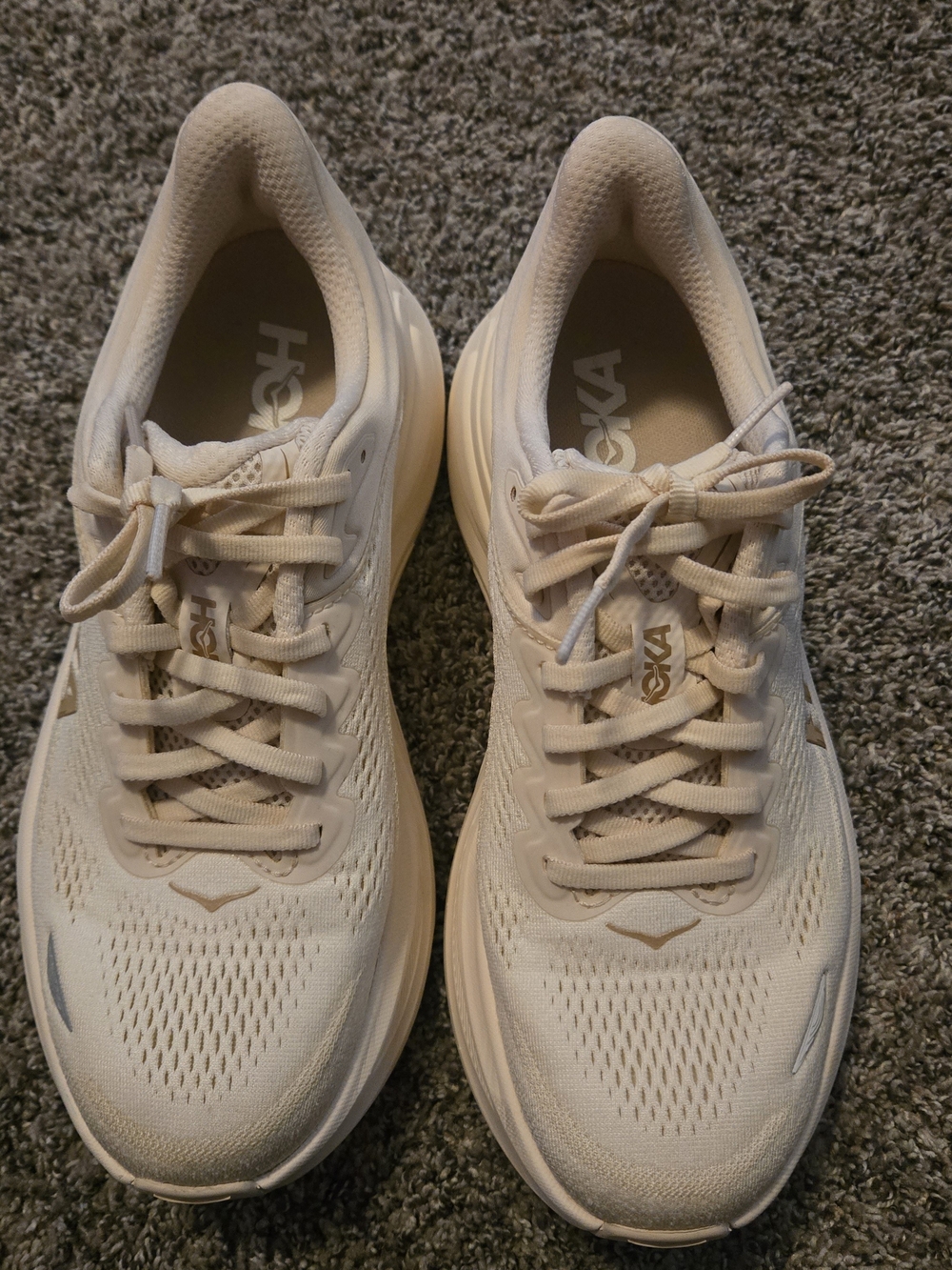 Hoka One One Bondi 9 Women's Running Shoes in Cream